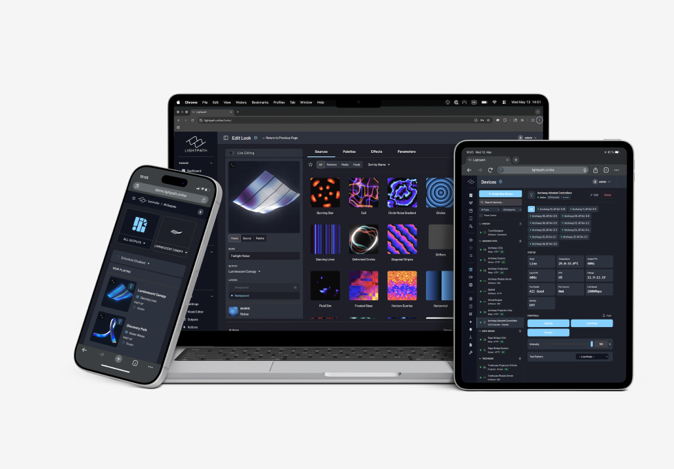Lightpath running in a browser on a laptop, tablet and phone